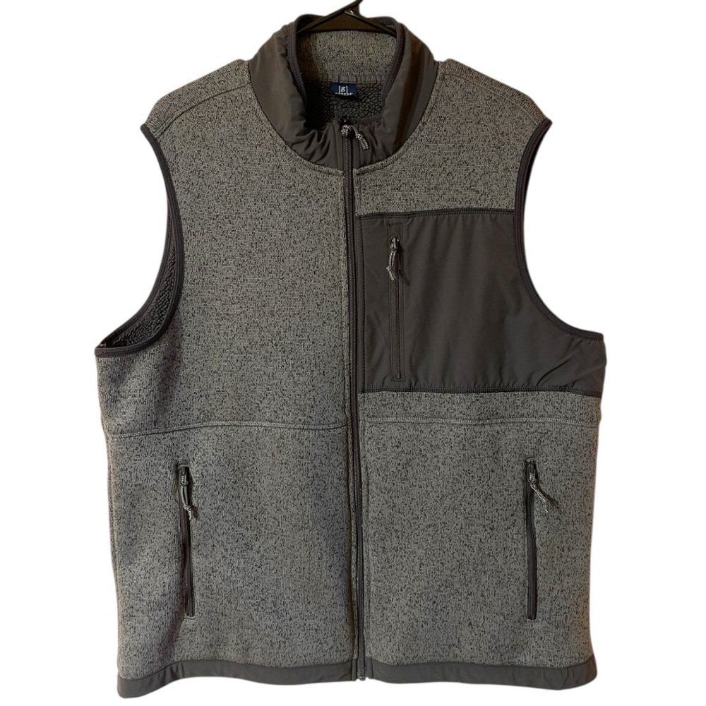 George Men's Sleeveless Full Zip Relaxed Fit Gray Cozy Fleece Vest XL (46-48)